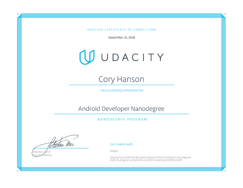 Android Development Nanodegree Program Completion